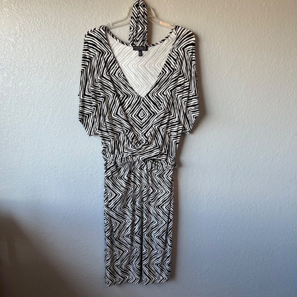 Eloquii Geometric Zigzag Patterned Wrap Around Dr… - image 4